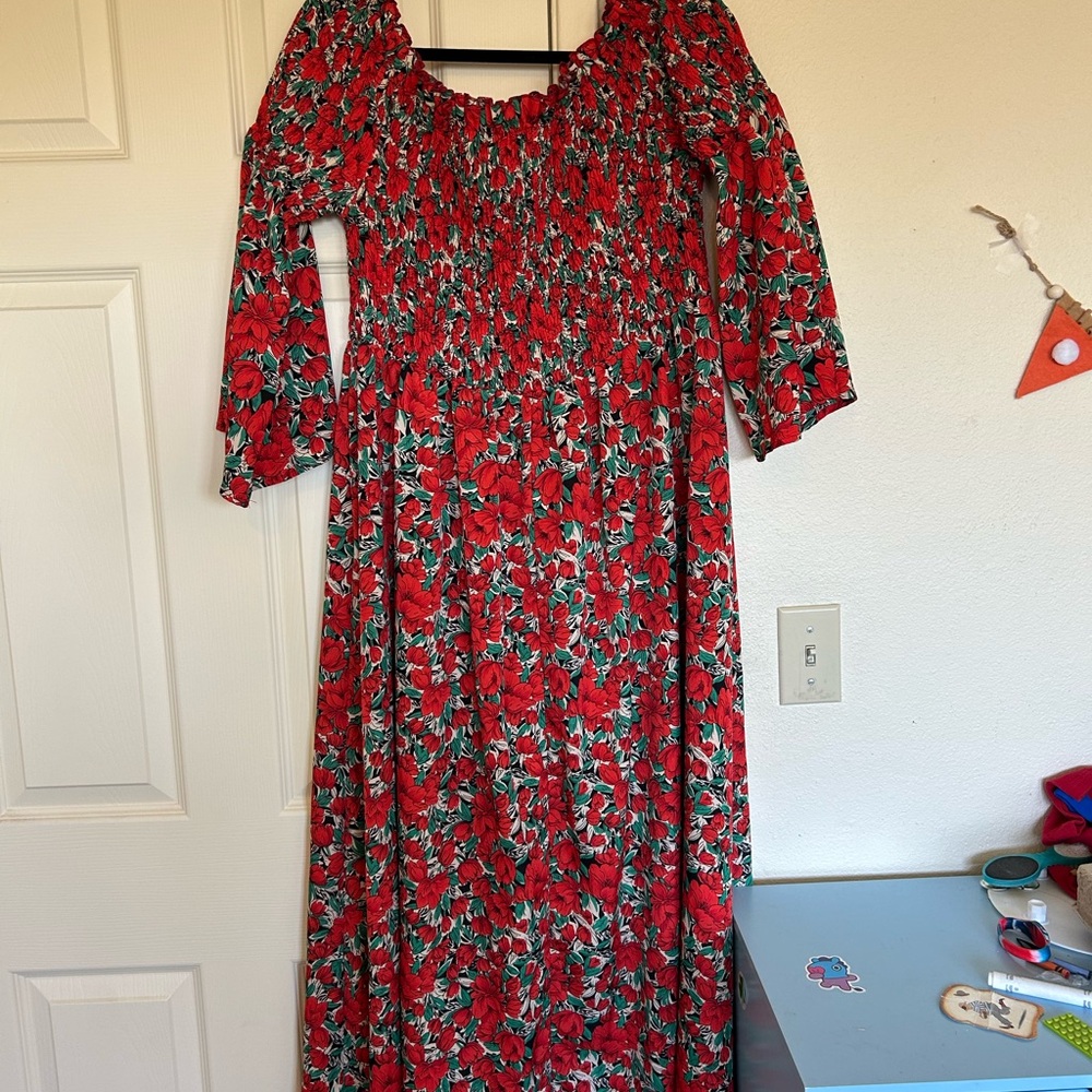 SHEIN Red Bishop Sleeve Sundress